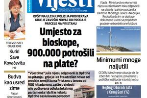 Naslovna strana "Vijesti" za 14. avgust 2020.