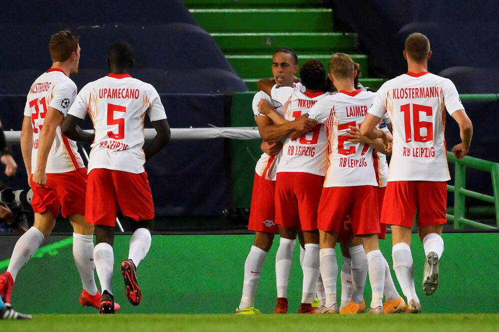 Fudbaleri Lajpciga slave gol, Foto: REUTERS