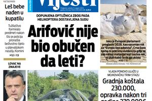 Naslovna strana Vijesti za 15. avgust 2020.
