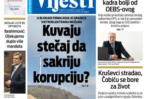 Naslovna strana "Vijesti" za 17. avgust