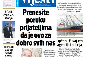 Naslovna strana "Vijesti" za 18. avgust