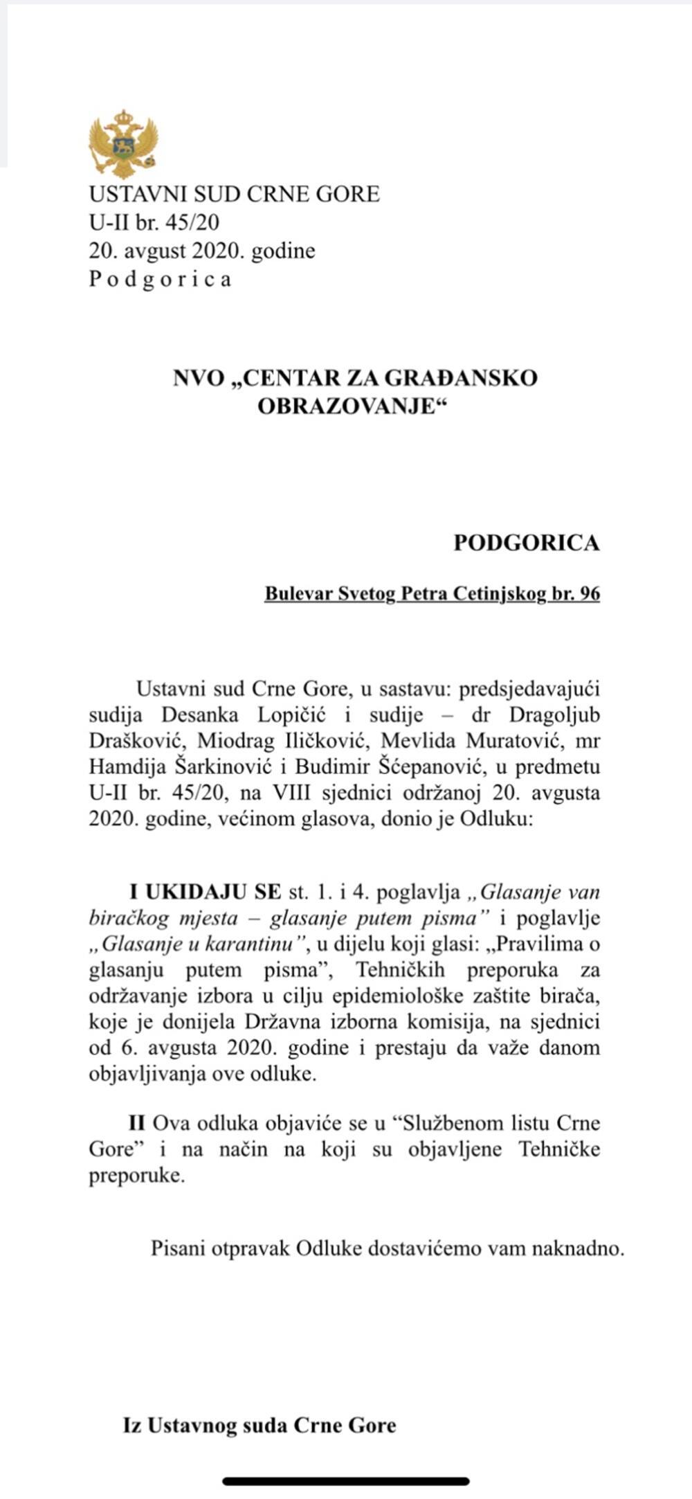 Odluka Ustavnog suda