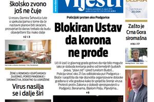 Naslovna strana "Vijesti" za 24. avgust 2020.
