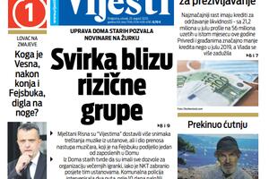 Naslovna strana "Vijesti" za 25. avgust 2020.