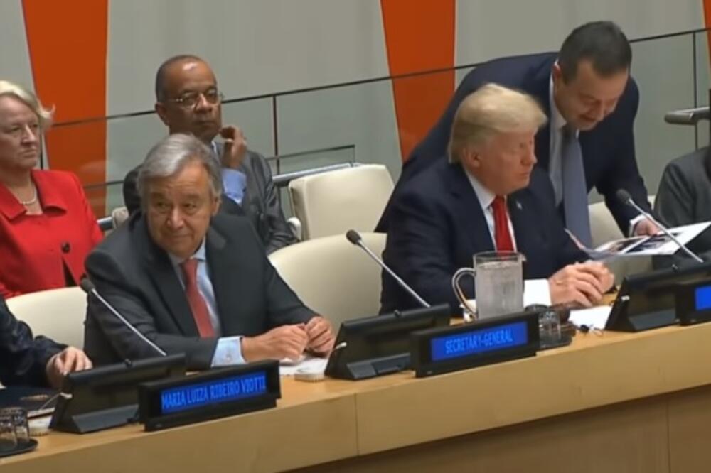 Dačić u jednom od razgovora sa Trampom u Ujedinjenim nacijama 2017., Foto: Screenshot/Youtube