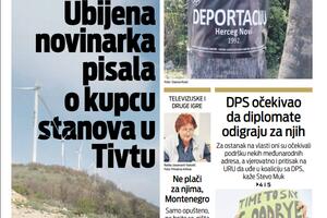 Naslovna strana "Vijesti" za četvrti septembar