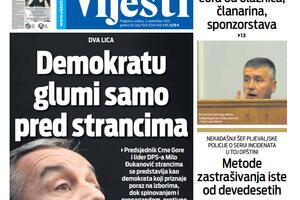Naslovna strana "Vijesti" za 5. septembar 2020.