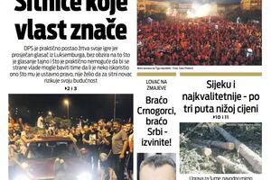 Naslovna strana "Vijesti" za 7. septembar 2020.