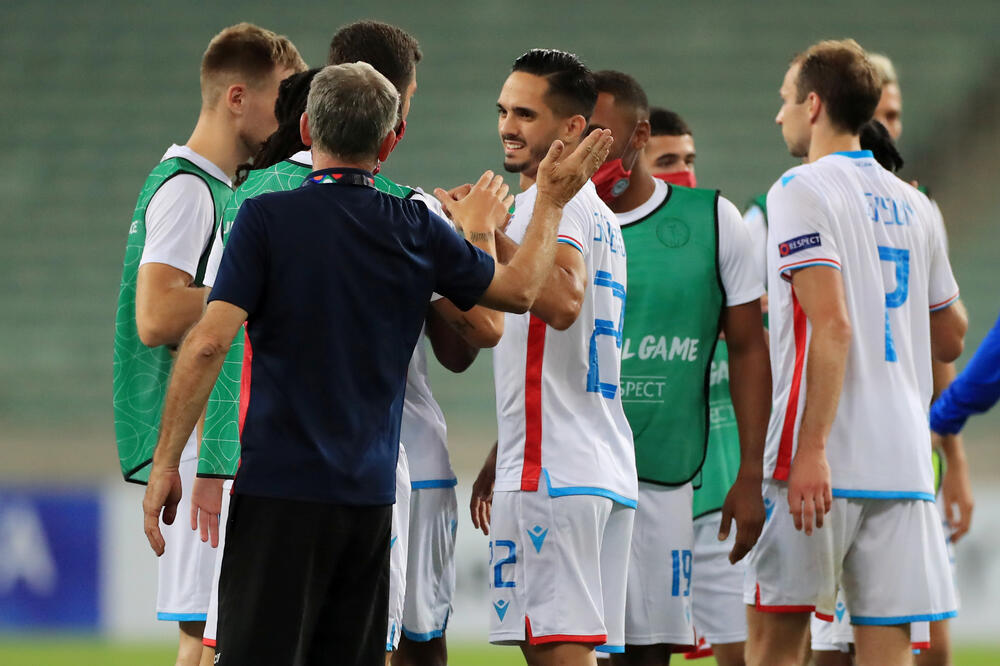 Fudbaleri Luksemburga nakon pobjede u Bakuu, Foto: REUTERS