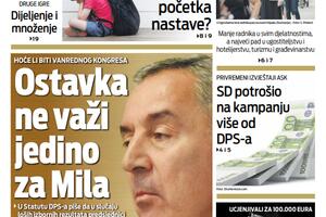 Naslovna strana "Vijesti" za 11. septembar