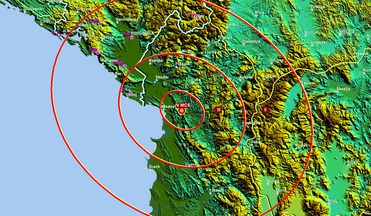 Epicentr zemljotresa na 16 km istočno od Medove u Albaniji, Foto: Seismo.co.me