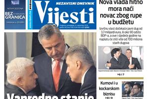 Naslovna strana "Vijesti" za 14. septembar 2020.