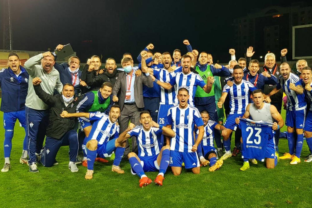 Slavlje Podgoričana nakon meča u Kazahstanu, Foto: FK Budućnost