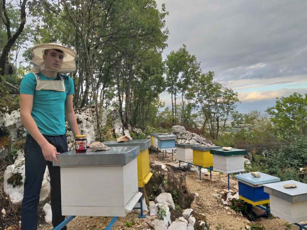<p>“U Tuzli sam upoznao dosta velikih, iskusnih pčelara. I ja želim da jednog dana budem veliki pčelar i da mi se ljudi dive, kao što se ja divim njima. Učestvovalo je 237 učesnika iz 15 zemalja, sa tri kontinenta. Dvije zlatne medalje sam dobio za kvalitet meda koji se vrcao početkom jula i za drugo vrcanje, na Ilindan. To su moja prva priznanja u svijetu pčelarstva”, kaže mladi pčelar i nada se da će uskoro biti još takmičenja na kojima će moći da se pokaže i dokaže</p>