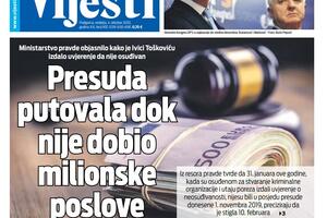 Naslovna strana "Vijesti" za 4. oktobar 2020.