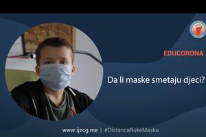 IJZCG: Nošenje maske ne utiče na nivo kiseonika u krvi kod djece