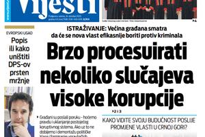 Naslovna strana "Vijesti" za 24. oktobar 2020.