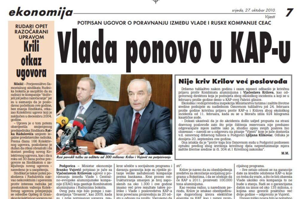 Strana "Vijesti" od 27. oktobra 2010., Foto: Arhiva Vijesti