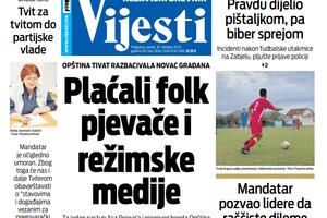 Naslovna strana "Vijesti" za 30. oktobar 2020.
