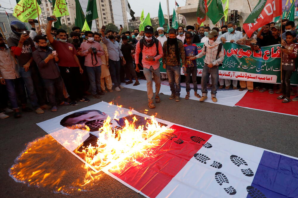 Sa protesta u Pakistanu protiv Makrona, Foto: Rojters