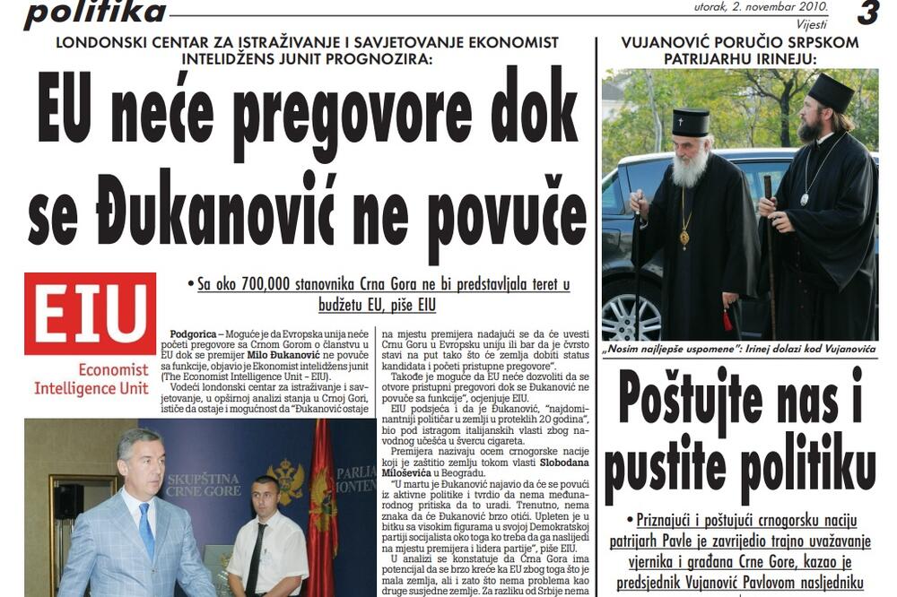 Strana "Vijesti" od 2. novembra 2010., Foto: Arhiva Vijesti