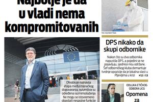 Naslovna strana "Vijesti" za treći novembar