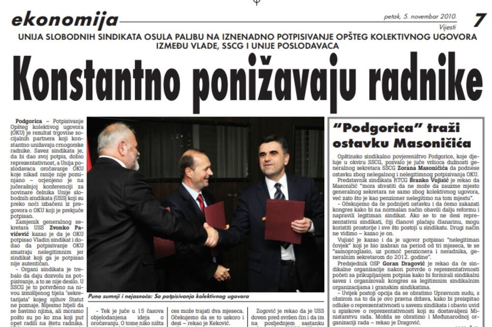 Strana "Vijesti" od 5. novembra 2010., Foto: Arhiva Vijesti
