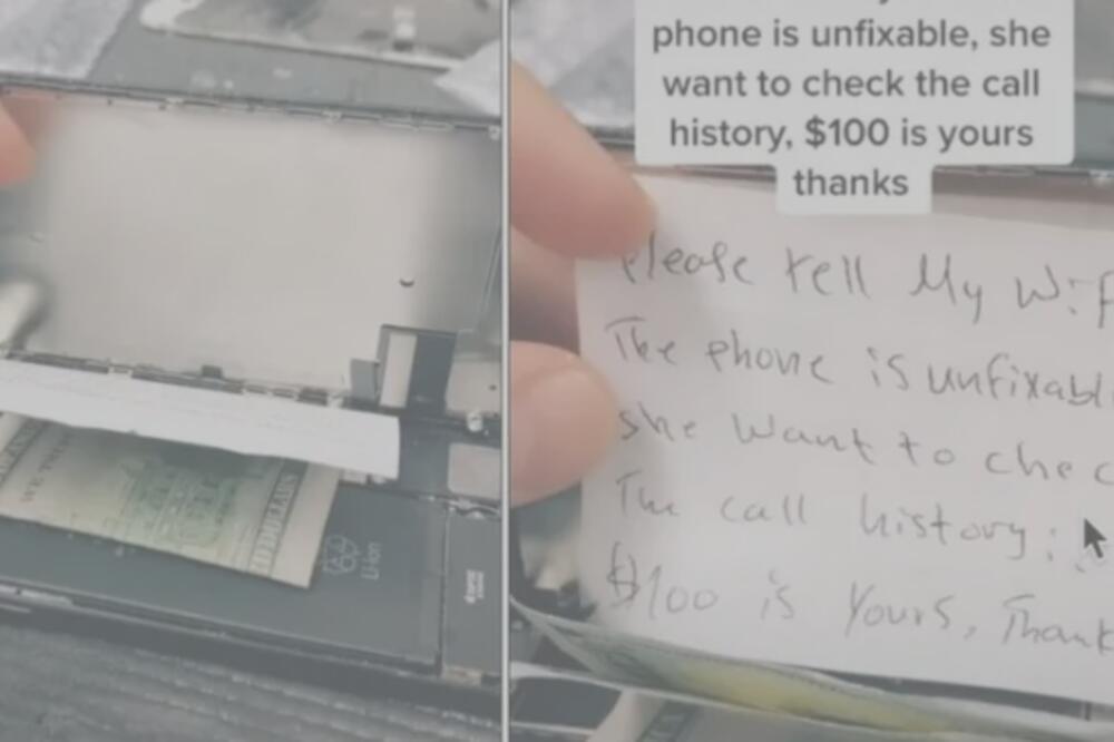 Telefon sa posebnom porukom i sto eura mita, Foto: TikTok