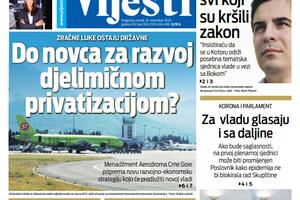 Naslovna strana "Vijesti" za 10. novembar