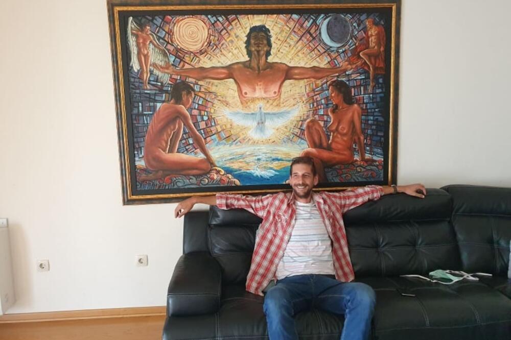 Radulović i njegovo djelo “Stvaranje”, Foto: Privatna arhiva