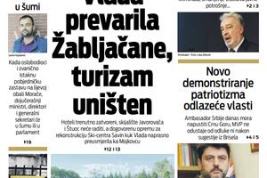 Naslovna strana "Vijesti" za prvi decembar