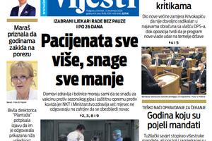 Naslovna strana "Vijesti" za treći decembar