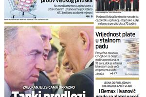 Naslovna strana "Vijesti" za četvrti decembar