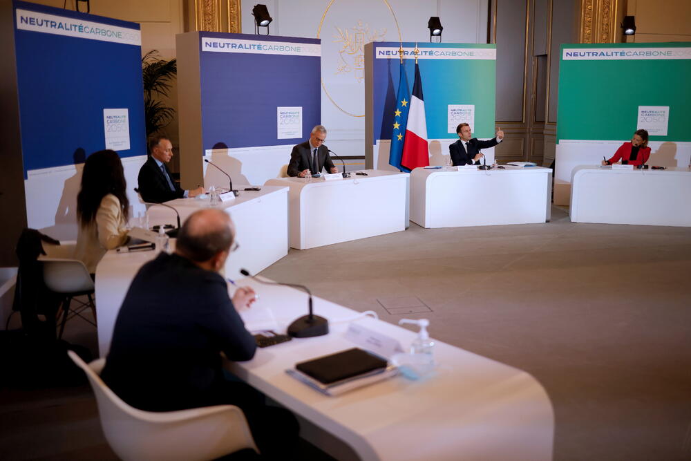 Predsjednik Francuske Emanuel Makron na video konferenciji povodom godišnjice Pariskog sporazuma 