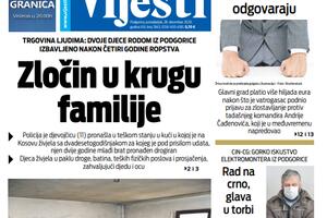Naslovna strana "Vijesti" za 28. decembar 2020.
