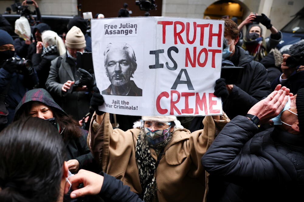 Sa jednog od skupa podrške Asanžu, Foto: Reuters