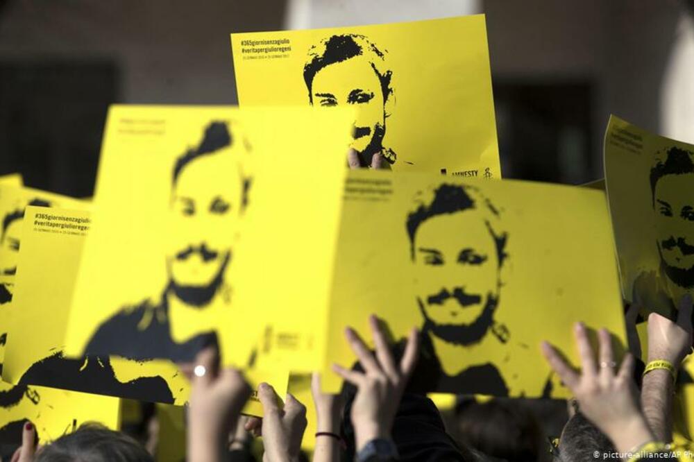 Marš u Rimu 2016. godine u znak sjećanja na Đulija Regenija, koji je ubijen u Kairu AP, Foto: AP