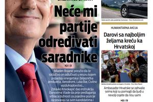 Naslovna strana "Vijesti" za 15. januar 2021.