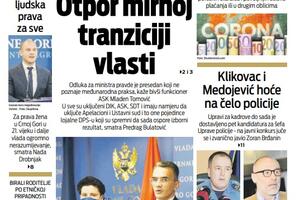 Naslovna strana "Vijesti" za 16. januar 2021.