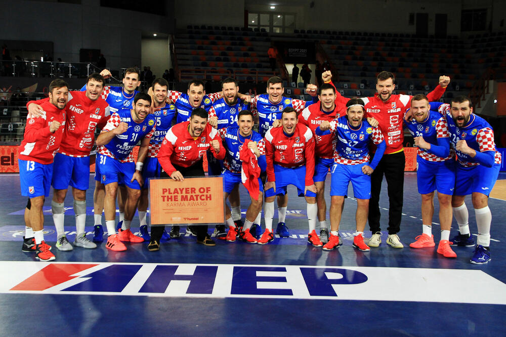 Hrvatski rukometaši nakon pobjede nad Angolom, Foto: Reuters