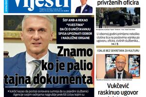 Naslovna strana "Vijesti" za 21. januar 2021.