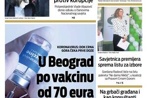 Naslovna strana "Vijesti" za 27. januar 2021.