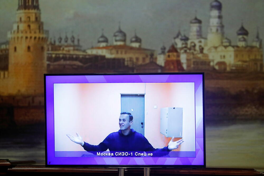 Navaljni tokom saslušanja putem video linka, Foto: Reuters