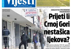 Naslovna strana "Vijesti" za 3. februar 2021.