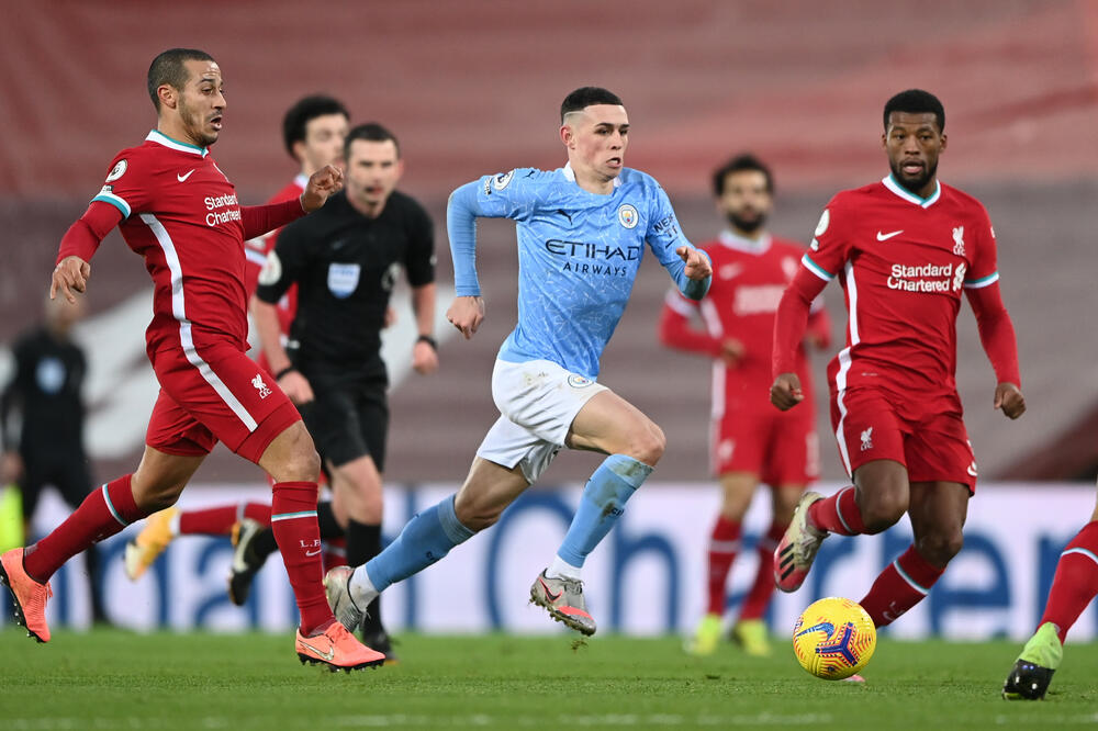 Foden na jučerašnjem meču sa Liverpulom, Foto: Reuters