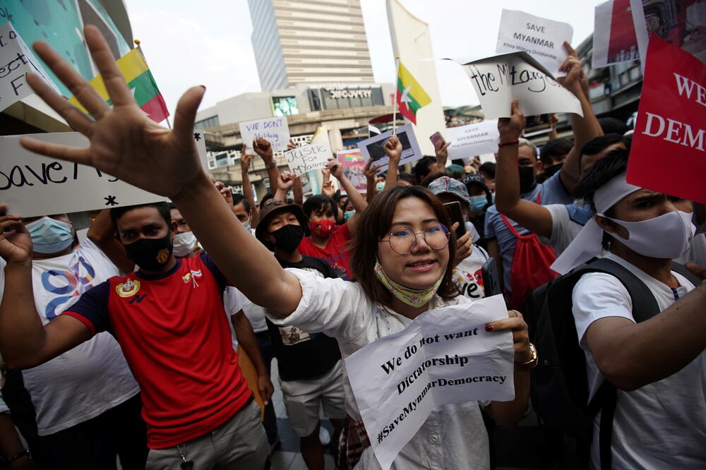 Protest u Mjanmaru, Bangkok, Foto: Reuters