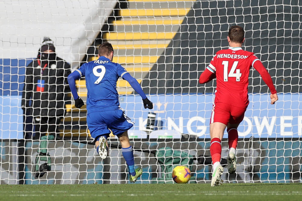 Vardi daje gol protiv Liverpula, Foto: Reuters