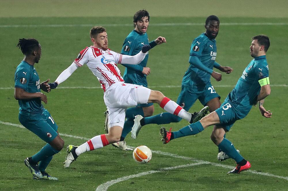Sa utakmice Crvena zvezda - Milan, Foto: BETAPHOTO/BRANISLAV BOZIC