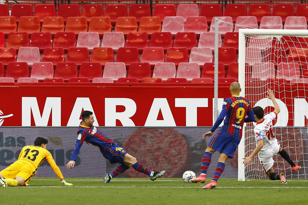Mesi postiže gol protiv Sevilje, Foto: Reuters