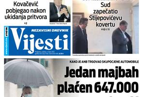 Naslovna strana "Vijesti" za srijedu 3. mart 2021. godine